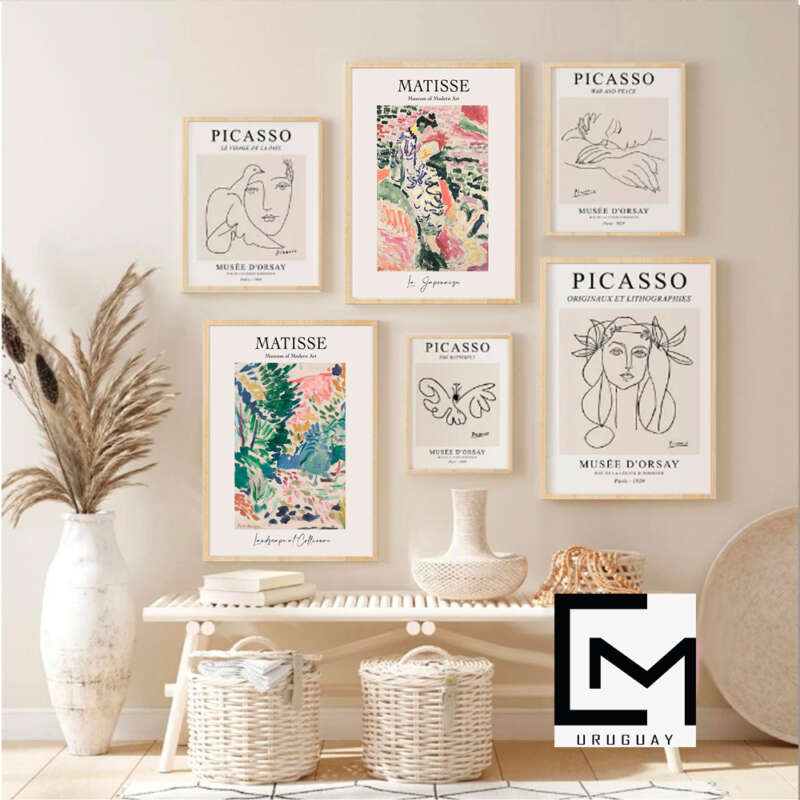 Set de 6 cuadros de Matisse y Picasso