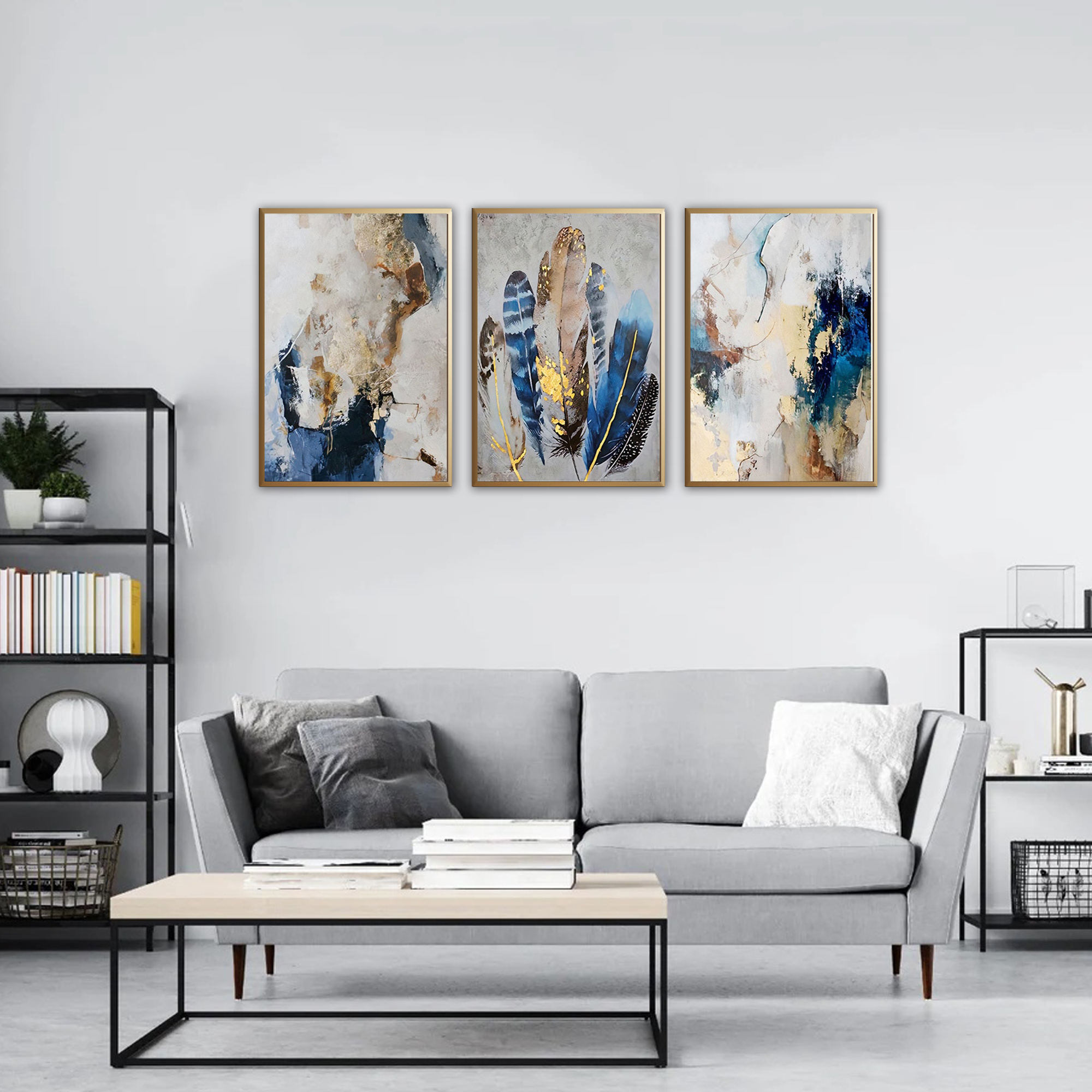 Set de 3 cuadros Abstractos de 50×70 cm AB010 / Cuadros Modernos uy