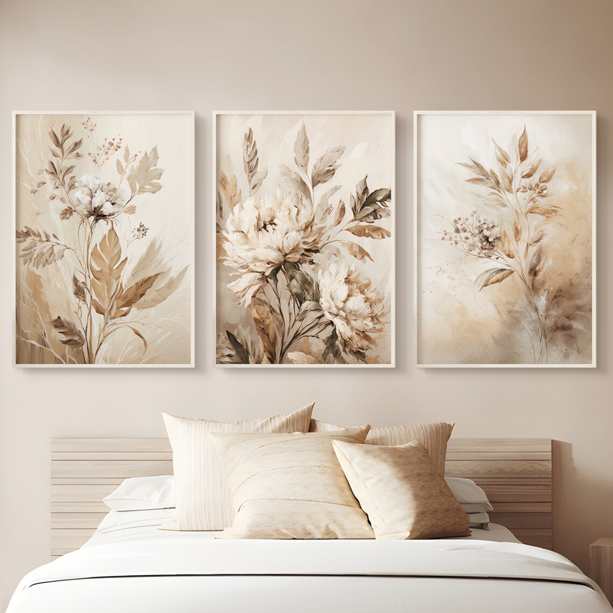Set de 3 cuadros decorativos Florales de 40x60cm FL006 / Cuadros Modernos uy