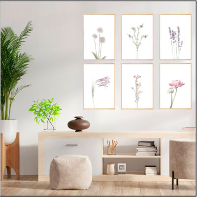 Set de 6 cuadros decorativos FL010