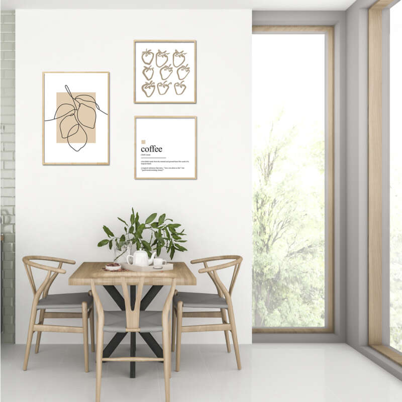 Set de 6 cuadros para baño y cocina en un ambiente