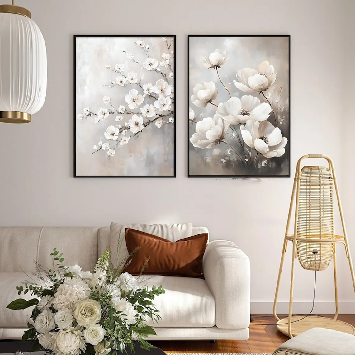 SET DE 2 CUADROS FLORALES EN LIENZO