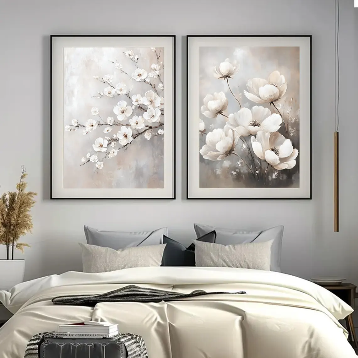 Set de 2 cuadros florales impresos en lienzo