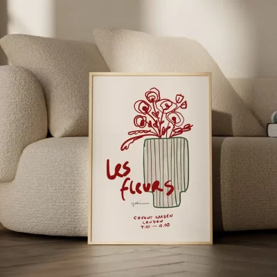 Cuadro decorativo con flor y jarron