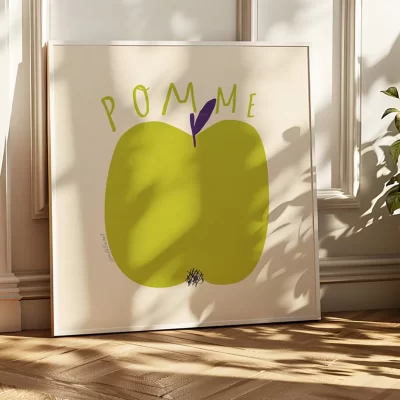 Cuadro con manzana verde para cocina