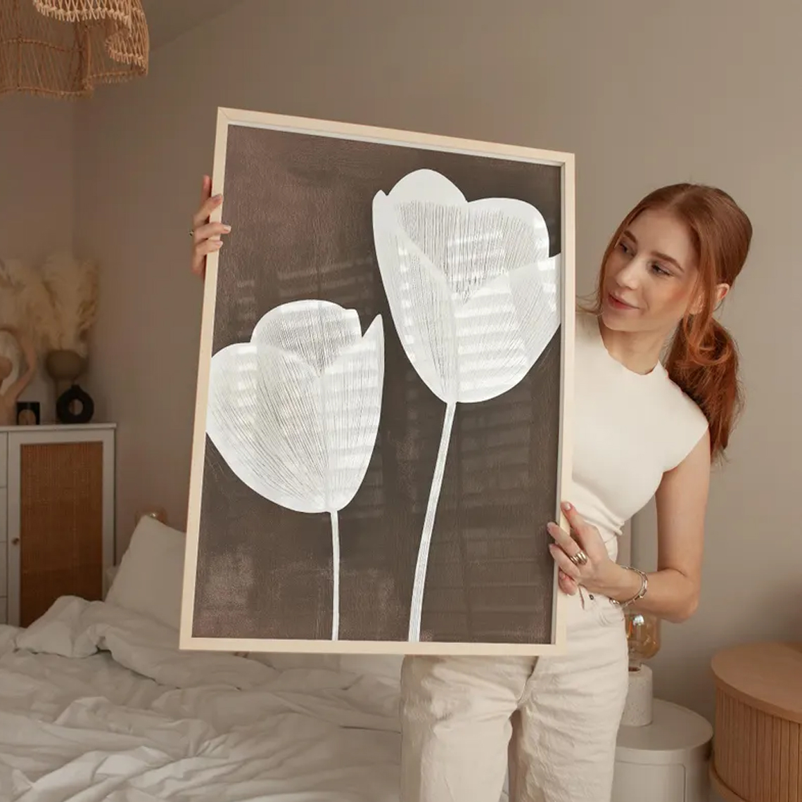 Cuadro abstracto con flores