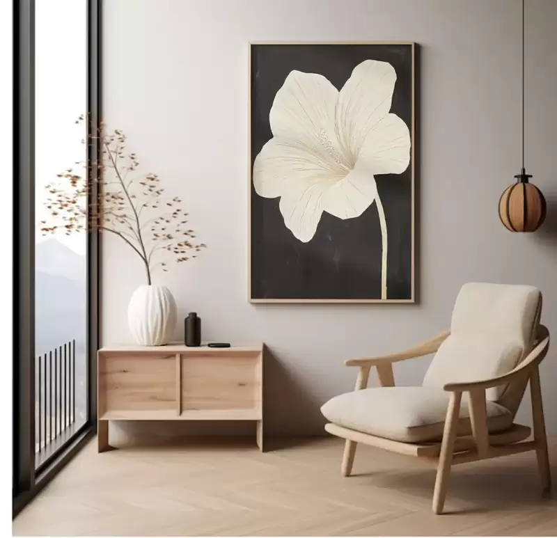 Cuadro con flores en un ambiente