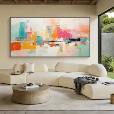 Cuadro abstracto colorido impreso en lienzo