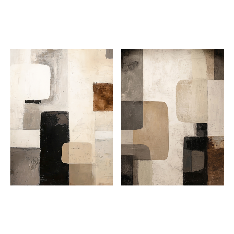 Set de 2 cuadros abstractos en un ambiente