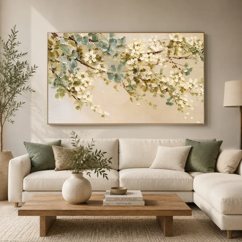 Cuadro con flores en un ambiente