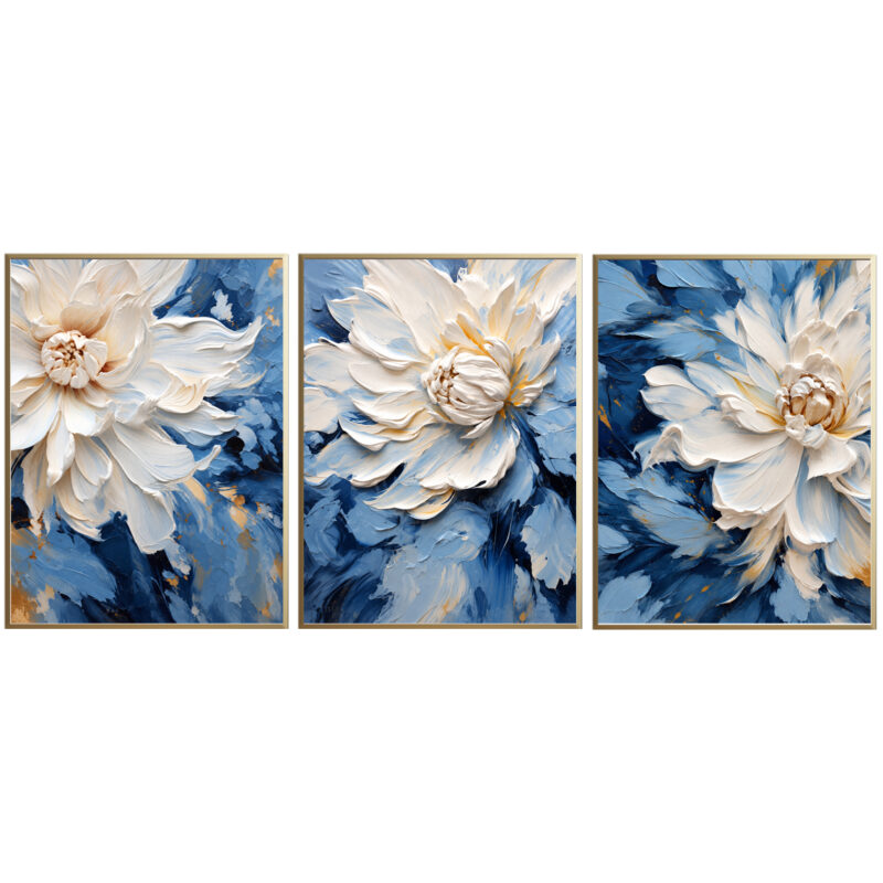 Set de 3 Cuadros Decorativos Florales en Lienzo | FL110 en un ambiente